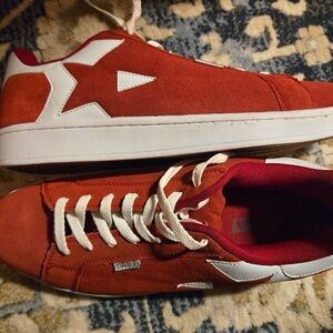 Vintage Red/White Velvet/Suede-like Starbury Shoes Size 15